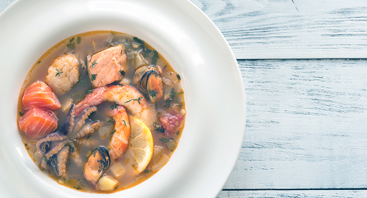 bowl of bouillabaisse mediterranean